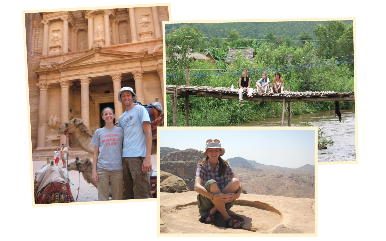 Mary Ann Bates travels during her time at ز,Ȳַ
######### and after graduation have influenced her work at J-PAL. Those travels included stops in Petra, Jordan (left, with her husband Matthew; and bottom right) and Thailand (top right).