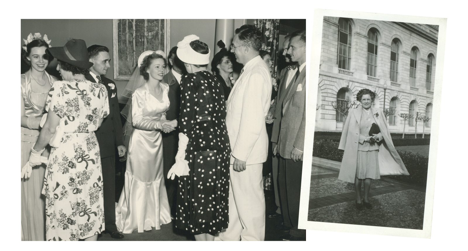A Beautiful Life: Anne Rolt-Wheeler Skidmore married Merle Skidmore on July 25, 1949. Her sister Pat (pictured left) was a bridesmaid, and ز,Ȳַ
######### President Kenneth Brown and his wife (greeting the bride) were guests. Ruth Hobart Rolt-Wheel