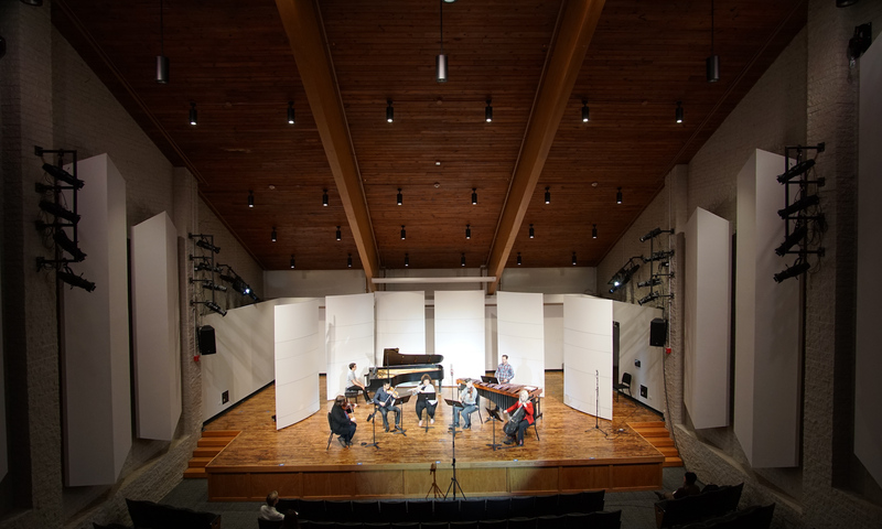 Members of a ز,Ȳַ
######### chamber ensemble perform in Burke Recital Hall