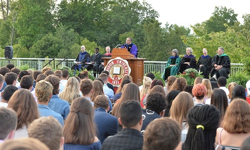 President Adam Weinberg speaking at the induction ceremony