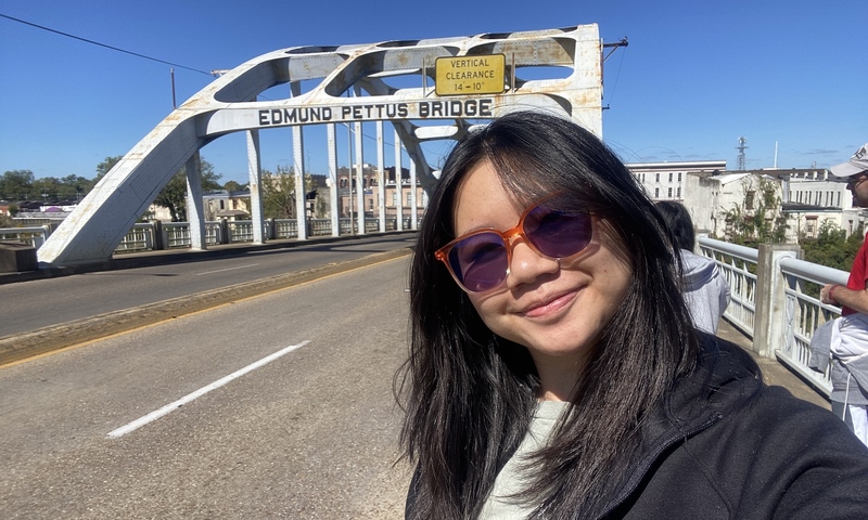 Nancy Tran 26 on Edmund Pettus Bridge in Selma, Alabama